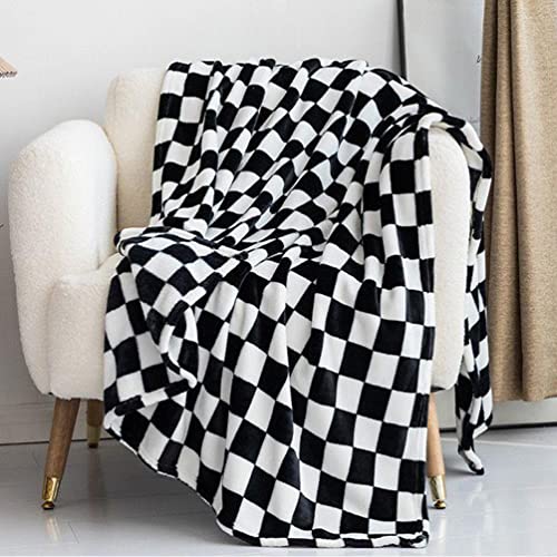 CCSYUS Karierte Decke, Überwurf, Flanell, schwarz-weiß, Überwurf, 127 x 152,4 cm, für Couch, Sofa, Schlafzimmer, Stuhl, Heimdekoration von CCSYUS