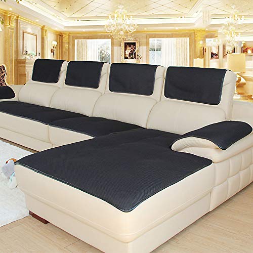 CClz Anti-rutsch Atmungsaktive Sofabezug Für Haustiere Hund, Sommer Sectional Sofa Sofa Überwurf Für Ledersofa Schmutzabweisend Möbel Protector-schwarz 60x180cm(24x71inch) von CClz