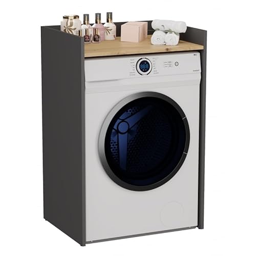 CDF Waschmaschinenschrank Pola NP | Farbe: Anthrazit - Eiche Artisan | Moderner Schrank über der Waschmaschine | Ablagefläche | Geräumige Einlegeböden | Einfache Montage von CDF