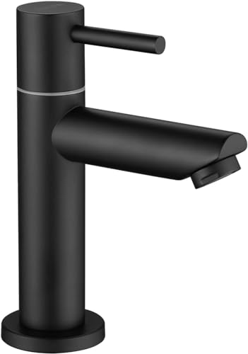 CECIPA Kaltwasserhahn Schwarz mit Ersatz-Bubbler, Waschtischarmatur mit Auslauf Höhe 93.4 mm für Gäste WC, Badezimmer von CECIPA
