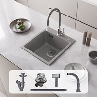 Cecipa - Grau Quarz-Spülbecken, 40 x 45 cm, Quarz-Küchenspüle, Granit-Küchenspüle, Küchenspüle 80 % Quarzsand von CECIPA
