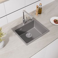 Cecipa - Grau Quarzspülbecken 50 x 45 cm – 1 Becken Küchenspüle Granit-Küchenspüle (ohne Seifenspender) von CECIPA