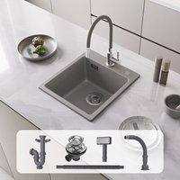 Cecipa - Metallgraues Granit spülbecken, Küchenspüle, 40 x 45 cm, Spülen geruchshemmendes Design von CECIPA