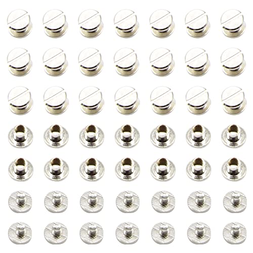 CEEYSEE 100 Stück (50 Sätze) Bindungsschrauben M5 x 5 mm Flachkopfschraube aus Silber, runde Chicago-Nagelschraube, Schrauben-Set für Dekoration aus Leder, Album und Handtaschen (M5 x 5 mm) von CEEYSEE