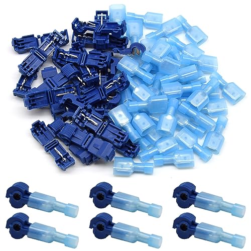 CEEYSEE 60 x T-Abzweigverbinder Kit, 30 x T-Abzweigverbinder + 30 x Flachstecker für Schnelle Verbindungskabel 1,5-2,5 mm²(16-14 AWG)(Blau/DNXL) von CEEYSEE