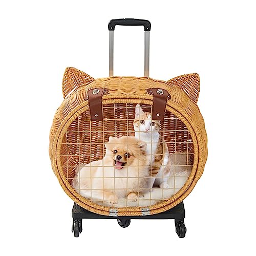 Hunderucksack Katzenrucksack mit Trolley,CEIEVER Katzenrucksack Große Katzen mit Rollen für Transport bis 12.5 kg Leichte Hundewagen für Welpen Haustiere,45 * 30 * 40CM von CEIEVER