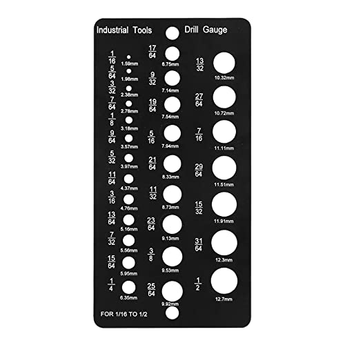 Schraubenlehre Bohrerlehre,CEIEVER Schraubenlehre Bohrerlehre 1–13 mm 1/16–1/2 Zoll Bohrerschablone messen Edelstahl-Bohrlehre für metrische Muttern,Schrauben und Gewinde (Imperial+Metrisch-Schwarz) von CEIEVER