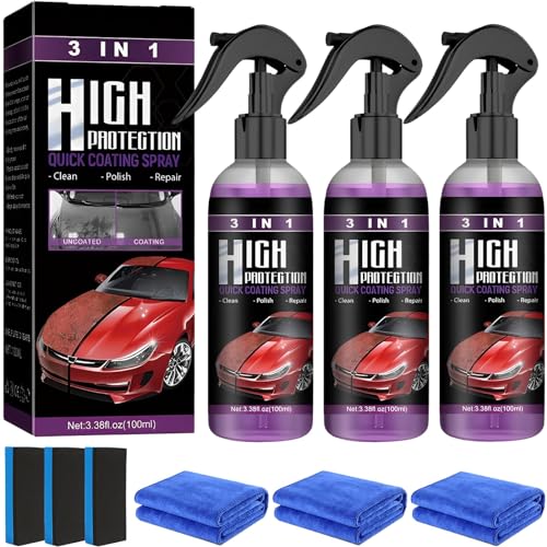 High Protection 3in1 Spray, 300 ml Nano Spray Auto Keramikversiegelung, Auto-Nano-Beschichtungsspray, Autolack Außen Restaurator Autopolitur, Car Nano Kratzer Spray (3 Stücke) von CFYYFC