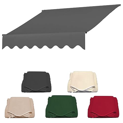 CHAGME Markisenbespannung, Markisenstoff,UV-beständig Polyester Überdachung Klemmmarkise wasserdichte, Schützende Mehrzweck Markisenabdeckung, for Terrasse, Balkon, Hof-Grau||3m von CHAGME