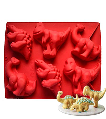CHAWHO Silikon Backform 6 Hohlraum Dinosaurier Muffinform - Brot Silikonform Antihaft Kuchenform für Muffins, Brownies, Schokolade, Gelee, Pudding, Seife, Eiswür von qdwq-US