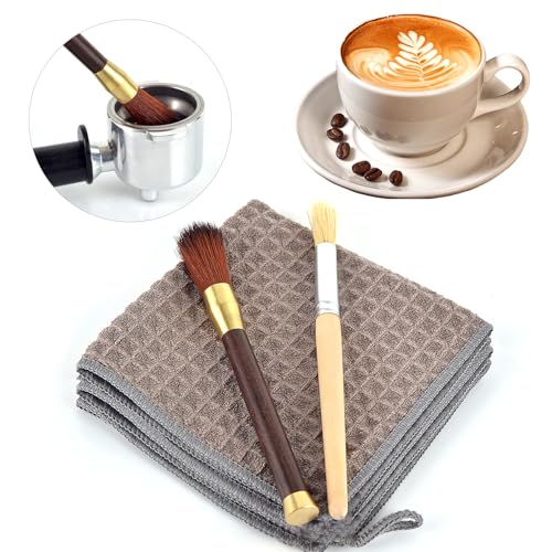 4 Stück 30x30cm Barista Tuch und Pinsel Barista Bürste Barista Siebträger Zubehör für Kaffeemaschine Dampflanze und Siebträgermaschine von CHCAES