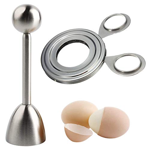 Eier Cutter,CHENKEE 2 Stck Eierköpfer Edelstahl Eierschalenschneider Weich hart gekochte Eier Entferner Eier Cracker Öffner für Küche Frühstück Backen Dessert von CHENKEE