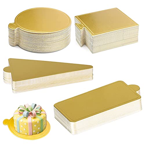 CHENKEE Mousse Cake Base, 120 Stücke Mini Mousse Kuchen Bretter Gold Papier Cupcake Dessert Zeigt Tray Kuchenplatte Cake Boards Tortenpappe zum Dekorieren und Servieren Kuchenböden Karton von CHENKEE