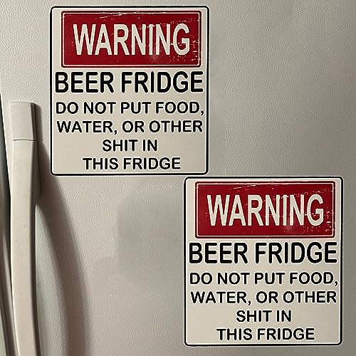 2 Stück Funny Beer Fridge Vintage Sticker Sign, Warnaufkleber, Warning Beer Fridge Do Not Place Food, Warnung Bier Kühlschrank-Aufkleber, Lustige Selbstklebend Wandsticke für Haus Bar von CHENRI