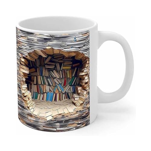 CHENRI 3D Bookshelf Mug, 3D Bücherregal Becher, Bibliothek Bücherregal Kaffeetassen, Kreativer Raum Becher, Buchbecher Literarische Keramiktasse, Neuheit Tasse Geschenke für Leser (C) von CHENRI