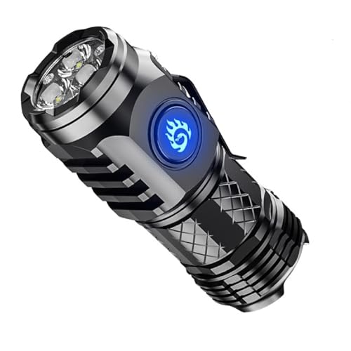 CHENRI Mini-Taschenlampe mit dreiäugigem Monster, LED Taschenlampe Extrem Helle, Aufladbar Taschenlampen mit 5 Lichtmodi, Wasserdichte Mini Handlampe für Camping Outdoor (Schwarz) von CHENRI