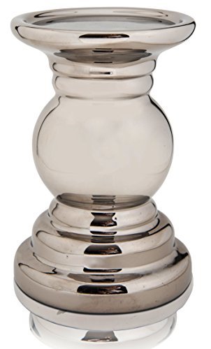 CHICCIE Keramik Kerzenhalter Racheal Silber 15cm - Kerzenständer Kerzenleuchter von CHICCIE