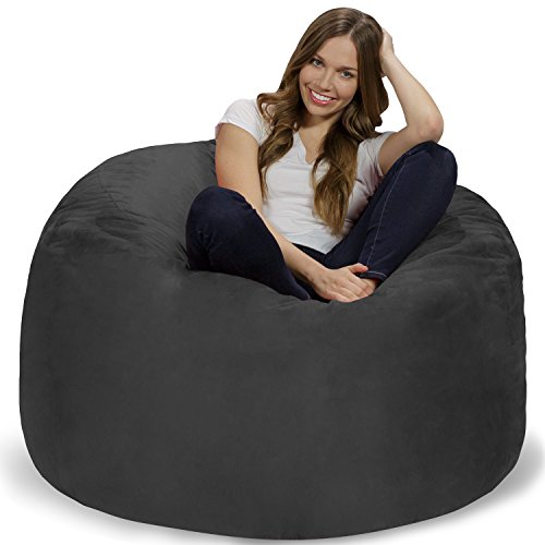 Chill Sack Bohnenbeutelstuhl: Riesige 4' Memory Schaum Möbel Bean Bag - großes Sofa mit weicher Microfaser - Holzkohle von Chill Sack