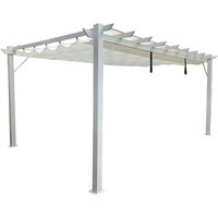 CHILLROI Outdoor Aluminium Pavillon/Pergola 12,25  m² mit verstellbarem Sonnensegel grau / weiss von CHILLROI