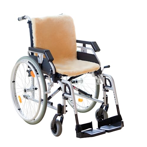 CHRIST Lammfell Rollstuhlauflage Lammfellauflage für Sitz und Rücken, Rollstuhl Sitzauflage und Sitzkissen aus echtem Fell erhältlich in Natur, in 35x85 cm von CHRIST