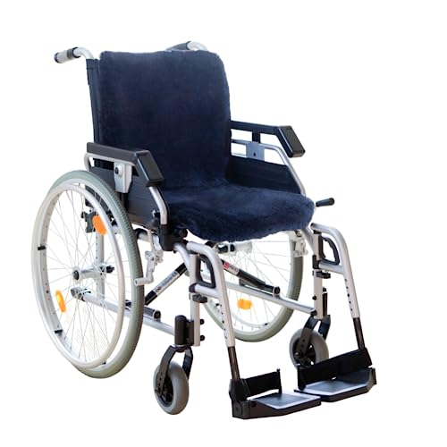 CHRIST Lammfell Rollstuhlauflage Lammfellauflage für Sitz und Rücken, Rollstuhl Sitzauflage und Sitzkissen aus echtem Fell erhältlich in anthrazit, in 35x85 cm von CHRIST