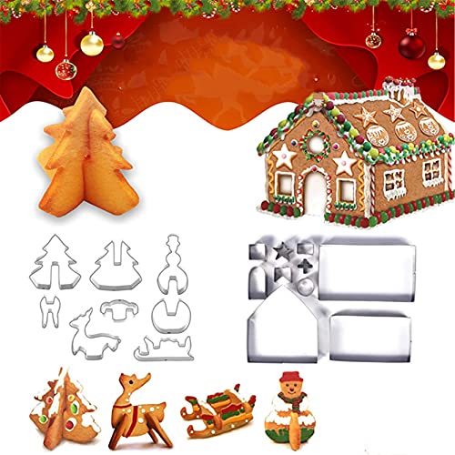 CHSEEO 3D Weihnachten Lebkuchenhaus Ausstecher Set, 18tlg. Plätzchen Ausstecher Hexenhaus Ausstechformen Edelstahl Keksausstecher für Keks Fondant Plätzchen Tortendekorationen #1 von CHSEEO
