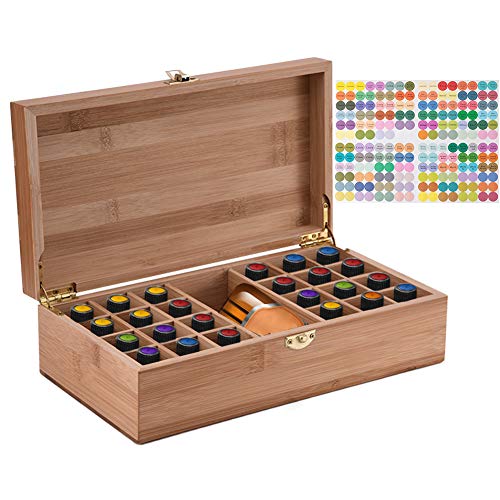 CHSEEO Ätherisches Öl Box Organisator Aufbewahrungsbox 25 Löcher Holzbox für Duftöle und Ätherische Öle Deal Geschenk für Geburtstage und Weihnachten #1 von CHSEEO