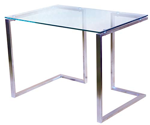 CHYRKA® Bürotisch Computertisch Beistelltisch Edelstahl Schminktisch Moderne Design Glas Schreibtisch (140x60 cm) von CHYRKA