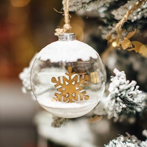 DCASA 6 Stück Glaskugel 8 cm Schneeflocke zum Dekorieren von Bäumen, Weihnachtskollektion von CIAL LAMA