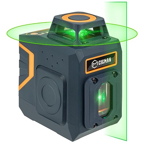 CIGMAN Kreuzlinienlaser Grün Selbstnivellierend (Honrizontale 360 Grad- Laserlinie + vertikale Laserlinie) mit wiederaufladbarer Batterie, CM605 von CIGMAN