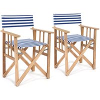 Lona - Set von 2 Gartenstühlen aus Eukalyptusholz und blau gestreiftem Canvas - city garden - Rayé bleu/blanc von CITYGARDEN
