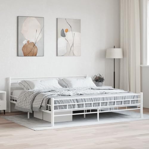CKioict Schlafzimmerbett Tagesbett Doppelbett/Einzelbett Bettgestell Weiß Metall 180×200 cmGeeignet für Schlafzimmer, Wohnzimmer, Gästezimmer von CKioict