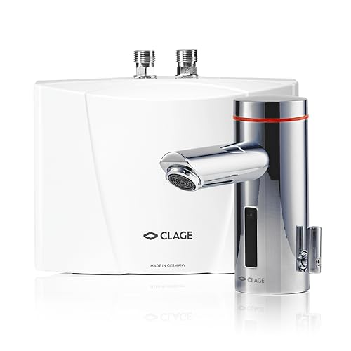 CLAGE MBX3 Lumino elektronischer Klein-Durchlauferhitzer mit Sensorarmatur, für hygienisches + effizientes Händewaschen, 3,5kW mit Stecker, druckfest, VDE-GS geprüft, 1500-15113 von CLAGE