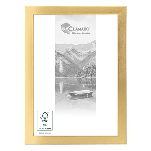 CLAMARO 'Collage' Bilderrahmen 48x68 handgefertigt nach Maß | Gold glänzend | Moderner eckiger MDF Holzbilderrahmen inkl. Acrylglas, Rückwand und Aufhänger (querformat & Hochformat) von CLAMARO