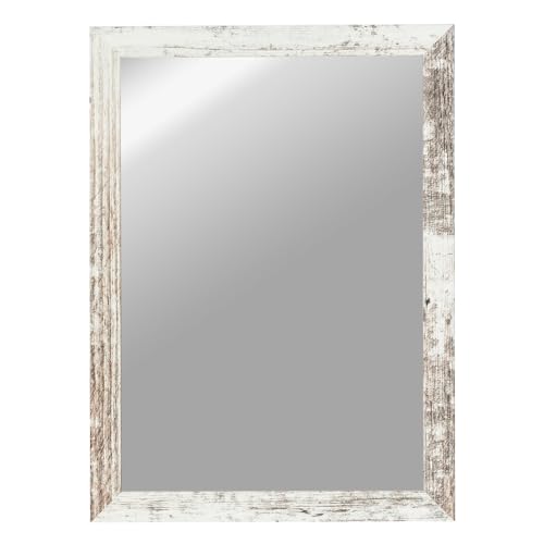 CLAMARO 'Vision' Wandspiegel 30x120 cm Ganzkörperspiegel | Vintage Weiss | Moderner eckiger Spiegel mit MDF-Rahmen, inkl. Metall Aufhänger und Montagematerial (Querformat & Hochformat) von CLAMARO