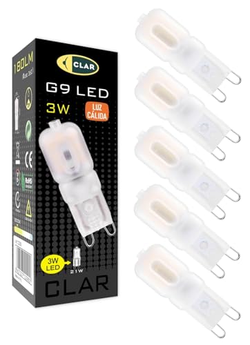 CLAR - G9 LED Warmweiß, G9 LED, LED G9, LED G9 Warmweiss, Leuchtmittel G9, Halogen Leuchtmittel LED, Halogen G9, G9 Halogen, LED Steckbirnen, G9 Leuchtmittel 3W (Pack 5) von CLAR