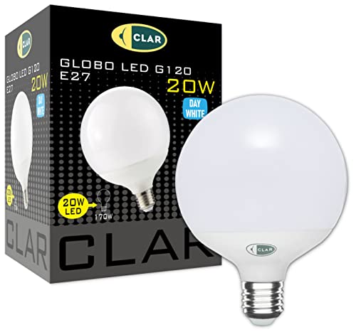 CLAR - LED-Glühbirne 20W, LED-Glühbirne, große LED-Glühbirne, runde LED-Glühbirne, LED-Glühbirne, 20W Neutralweiß 4000ºk (Pack 1) von CLAR