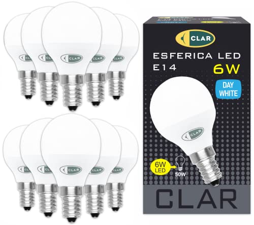 CLAR - Led Lampe E14 6W, E14 Glühbirne, Led Leuchtmittel E14, (Entspricht 40-50W), LED Glühbirne, LED E14 6W Neutralweiß 4000ºK (Pack 10) von CLAR