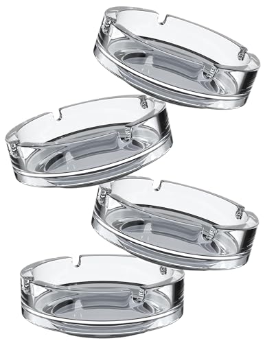Clearfee 3 Stück Aschenbecher aus Glas | Glasaschenbecher | Spülmaschinenfest | Stapelbar | Klar, Rund | 4 Ablagestellen, Ø 10,4cm von CLEARFEE