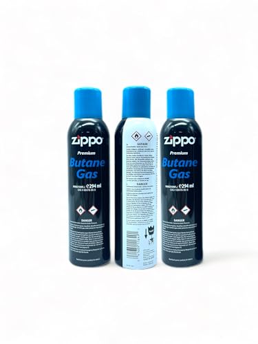 Clerarfee Zippo Butane Gas Set | 294ml zum nachfüllen Zippo Feuerzeuge | Original Zippo Feuerzeuggas Butan, Nachfüllgas (3 Stück) von CLEARFEE