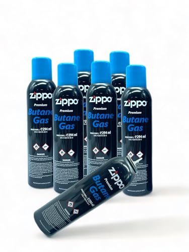 Clerarfee Zippo Butane Gas Set | 294ml zum nachfüllen Zippo Feuerzeuge | Original Zippo Feuerzeuggas Butan, Nachfüllgas (6 Stück) von CLEARFEE