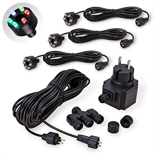 CLGarden Beleuchtungs Set für Springbrunnen mit 3 LED Ringen Multicolor RGB IP44 von CLGarden