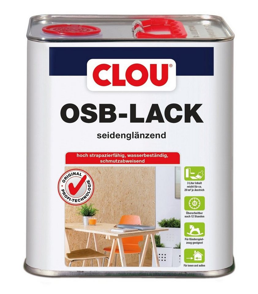 CLOU Holzlack CLOU OSB Lack Farblos 3 Ltr von CLOU