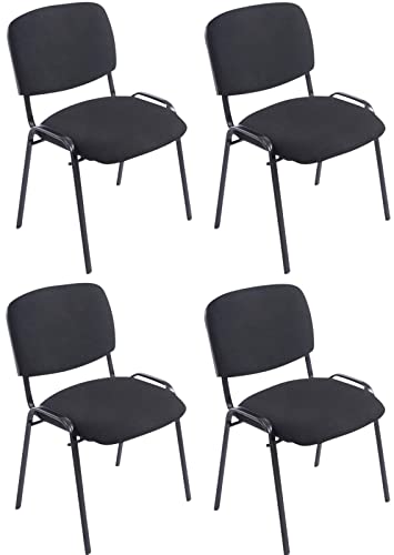 CLP 4er Set Stühle XL Ken Stoff I Stapelstühle Mit Metallgestell Und Stoffbezug Und Gepolsterter Rückenlehne, Farbe:schwarz von CLP