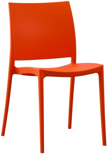 CLP Stuhl Meton I Pflegeleichter Stapelstuhl Aus Wetterfestem Kunststoff, Farbe:orange von CLP