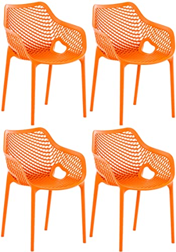 CLP XL-Bistrostühle Air I Stapelstühle Air Aus Kunststoff Mit 44 cm Sitzhöhe I Outdoor-Stühle Mit Wabenmuster, Farbe:orange von CLP