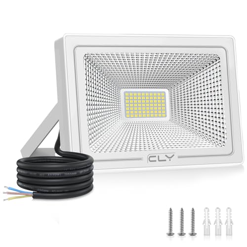 CLY LED Strahler Außen, LED Strahler 50W, LED Fluter 4300LM Flutlicht IP66 Wasserdicht LED Scheinwerfer 6500K Kaltweiß Außenstrahler Außenleuchte für Flur Garage Garten Hinterhof von CLY