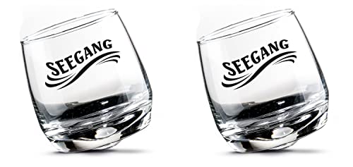 2er Set Whisky-Gläser in toller Geschenkbox, Design Kreiselglas, Modell SEEGANG, Höhe 8,5 cm, Durchmesser 7,5 cm, Inhalt 200ml, ideal für Garten, Terrasse, Bar, oder einfach Zuhause von CmD