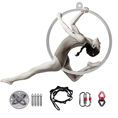 Aerial Hoop Ring Single Point Aerial Hoop Set für Erwachsene, Home Fitnessstudio Yoga Ring Lyra Hoop, Akrobatischen Tanz Fitness Gewichtsverlust Kunst Metall Reifen, Gymnastik Training ( Size : Diamet von CMYUN