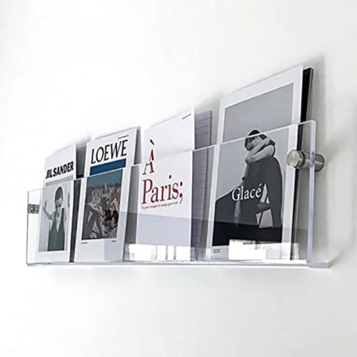 CMYUN Zeitungsständer Zeitschriftenhalter aus Acryl Zur Wandmontage, Klar Wohnzimmer Büro Zeitschriftenständer mit Beschlägen, Hängender Wandbroschürenständer (Size : 60cm(23 5/8")) von CMYUN